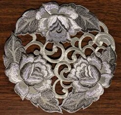 Round Doily With Cutwork Gray And Silver Roses On Fabric Size 11 Inches -Generic Furniture Shop 61PrqAuI47L