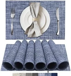 Placemats Set Of 6, Woven Vinyl Placemats, Washable & Durable Table Placemats, Indoor/Outdoor Use Table Mats, Grey 21 Placemats Set Of 6, Woven Vinyl Placemats, Washable & Durable Table Placemats, Indoor/Outdoor Use Table Mats, Grey -Generic Furniture Shop 61SQPk93E L. AC