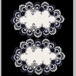 Blue Navy & White European Lace Placemats, Table Doilies (14Wx21L Set Of 2)