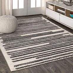 JONATHAN Y MOH207A-4 Khalil Modern Berber Stripe Indoor Farmhouse Area Rug Bohemian Minimalistic Striped Easy Cleaning Bedroom Kitchen Living Room Non Shedding, 4 X 6, Cream,Black -Generic Furniture Shop 61TkwWaddLL. AC 3