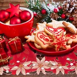 Christmas Holidays Placemats Set Of 6, Embroidered Table Place Mats For Home Kitchen Dining Table Linens Decoration (Poinsettia) -Generic Furniture Shop 61WaRkSu5lL