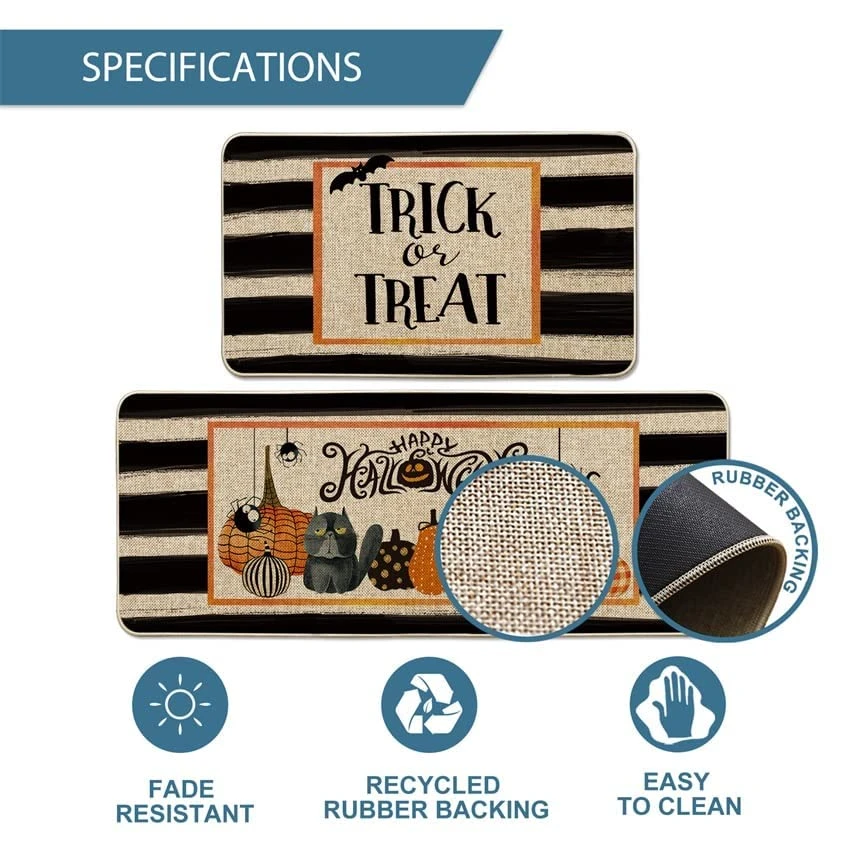 Artoid Mode Trick Or Treat Happy Halloween Decorative Kitchen Mats Set Of 2, Spooky Boo Holiday Party Low-Profile Floor Mat For Home Kitchen - 17x29 And 17x47 Inch 5 Artoid Mode Trick Or Treat Happy Halloween Decorative Kitchen Mats Set Of 2, Spooky Boo Holiday Party Low-Profile Floor Mat For Home Kitchen - 17x29 And 17x47 Inch - Image 5