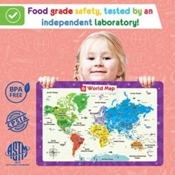 Magic 5 Placemats For Kids - Kids Placemats Non Slip, Washable Reusable Children Placemats, Educational Placemats: USA And World Maps, Periodic Table, US Presidents, Plastic Placemats For Kids -Generic Furniture Shop 61aZCoVhfcL