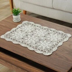 Gracebuy 16x23 Inch Rectangle Beige Handmade Cotton Crochet Lace Placemat Doilies 11 Gracebuy 16x23 Inch Rectangle Beige Handmade Cotton Crochet Lace Placemat Doilies -Generic Furniture Shop 61aZyAlEUCL