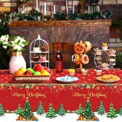 3 Pcs Christmas Tablecloth Decorations Rectangular Xmas Table Cover Plastic Winter Holiday Tablecloth Xmas Tree Snowflake Table Cover For Christmas Party Home Dining Table Supplies 54 X 108 Inch -Generic Furniture Shop 61cRy7i7jIL