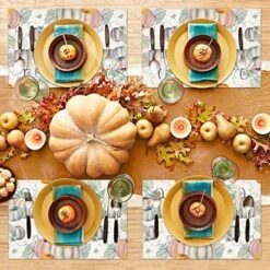 Fall Gray Pumpkin Placemats For Dining Table, 12 X 18 Inch Autumn Thanksgiving Seasonal Holiday Decoration Rustic Washable Table Mats Set Of 4 -Generic Furniture Shop 61cg2wUEF7L