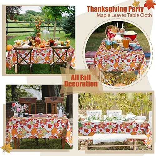 Thanksgiving Tablecloth Maple Leaves Printed Tablecloth Waterproof Polyester Table Cloth Rectangle Autumn Table Cover 57x84 Inch 4 Thanksgiving Tablecloth Maple Leaves Printed Tablecloth Waterproof Polyester Table Cloth Rectangle Autumn Table Cover 57x84 Inch - Image 4
