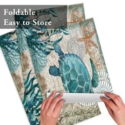 Sea Turtle Placemats Set Of 4, Ocean Animal Nautical Themed Heat Resistant Placemat Washable Cotton Linen Table Mats Retro Party Holiday Decorations For Home Kitchen Dining Table Outdoor Indoor -Generic Furniture Shop 61dkoWgpMHL