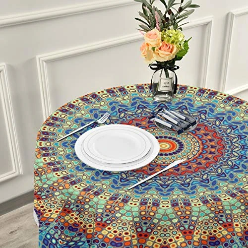 Mandala Round Tablecloth 60 Inch Macrame Lace Table Cloth Table Cover For Kitchen Dinning Tabletop Decor 5 Mandala Round Tablecloth 60 Inch Macrame Lace Table Cloth Table Cover For Kitchen Dinning Tabletop Decor - Image 5