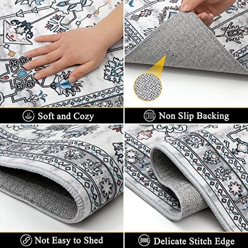 Vaukki Boho Kitchen Rug Sets 3 Pieces, Tribal Washable Kitchen Mats For Floor, Non Slip Soft Kitchen Area Rug Floor Mat For Kitchen, Laundry Room And Hallway (Grey, 20''x32''+20''x47''+20''x59'') 2 Vaukki Boho Kitchen Rug Sets 3 Pieces, Tribal Washable Kitchen Mats For Floor, Non Slip Soft Kitchen Area Rug Floor Mat For Kitchen, Laundry Room And Hallway (Grey, 20''x32''+20''x47''+20''x59'') - Image 2