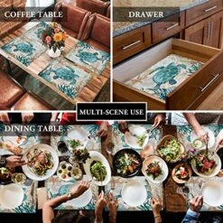Sea Turtle Placemats Set Of 4, Ocean Animal Nautical Themed Heat Resistant Placemat Washable Cotton Linen Table Mats Retro Party Holiday Decorations For Home Kitchen Dining Table Outdoor Indoor -Generic Furniture Shop 61fDYnYhtTL