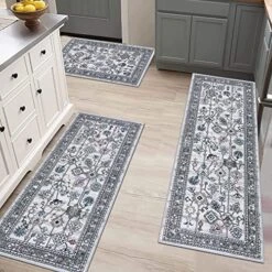 Vaukki Boho Kitchen Rug Sets 3 Pieces, Tribal Washable Kitchen Mats For Floor, Non Slip Soft Kitchen Area Rug Floor Mat For Kitchen, Laundry Room And Hallway (Grey, 20''x32''+20''x47''+20''x59'') 11 Vaukki Boho Kitchen Rug Sets 3 Pieces, Tribal Washable Kitchen Mats For Floor, Non Slip Soft Kitchen Area Rug Floor Mat For Kitchen, Laundry Room And Hallway (Grey, 20''x32''+20''x47''+20''x59'') -Generic Furniture Shop 61gFMXtJdKL