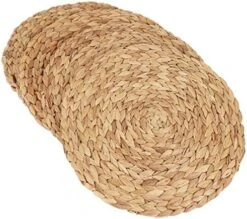 Kilofly Natural Water Hyacinth Weave Placemat Round Braided Rattan Tablemats 13.5 Inch X 4pc -Generic Furniture Shop 61gR4JV0PDL. AC