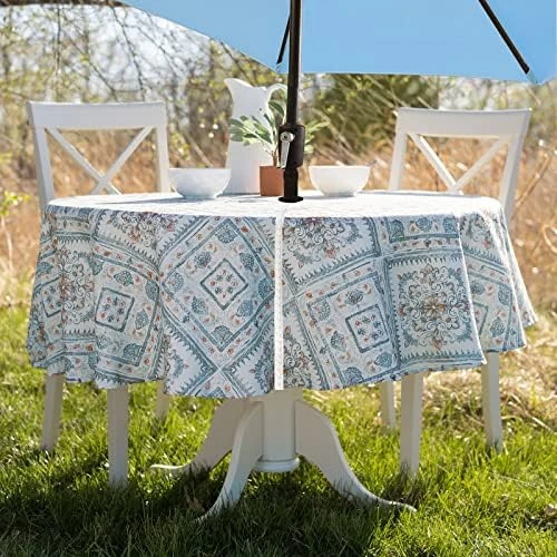Indoor Outdoor Spillproof Fabric Tablecloth For Spring/Summer/Party/Picnic (Blooming Floral, 60" X 84" Rectangular) 6 Indoor Outdoor Spillproof Fabric Tablecloth For Spring/Summer/Party/Picnic (Blooming Floral, 60" X 84" Rectangular) - Image 6