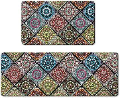 QiyI Floor Comfort Mat 1 Piece Kitchen Rug PVC Leather Waterproof Oil Proof Runner Rug Non Skid Laundry Standing Mat Anti Fatigue Foam Cushioned Doormat 17" W X 71" L - Ethnic Traditional Pattern 9 QiyI Floor Comfort Mat 1 Piece Kitchen Rug PVC Leather Waterproof Oil Proof Runner Rug Non Skid Laundry Standing Mat Anti Fatigue Foam Cushioned Doormat 17" W X 71" L - Ethnic Traditional Pattern - Image 9