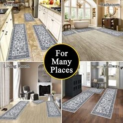 Vaukki Boho Kitchen Rug Sets 3 Pieces, Tribal Washable Kitchen Mats For Floor, Non Slip Soft Kitchen Area Rug Floor Mat For Kitchen, Laundry Room And Hallway (Grey, 20''x32''+20''x47''+20''x59'') 9 Vaukki Boho Kitchen Rug Sets 3 Pieces, Tribal Washable Kitchen Mats For Floor, Non Slip Soft Kitchen Area Rug Floor Mat For Kitchen, Laundry Room And Hallway (Grey, 20''x32''+20''x47''+20''x59'') -Generic Furniture Shop 61gpPs5D8wL
