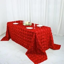 90x132 Red Satin Raised Rosettes Rectangle Tablecloth Wedding Party Dining Room Table Linens -Generic Furniture Shop 61hUlfyU8zL. AC