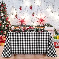 Buffalo Plaid Tablecloth Black And White Checkered Tablecloth Thanksgiving Tablecloth For Thanksgiving Christmas Table Decorations 56x84 Inch