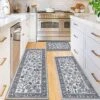 Vaukki Boho Kitchen Rug Sets 3 Pieces, Tribal Washable Kitchen Mats For Floor, Non Slip Soft Kitchen Area Rug Floor Mat For Kitchen, Laundry Room And Hallway (Grey, 20''x32''+20''x47''+20''x59'')
