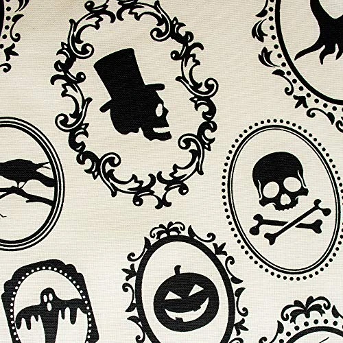 Halloween Party Tabletop Decor, Reusable & Machine Washable Cotton Fabric, Tablecloth, 70" Round, Spooky Portraits 2 Halloween Party Tabletop Decor, Reusable & Machine Washable Cotton Fabric, Tablecloth, 70" Round, Spooky Portraits - Image 2