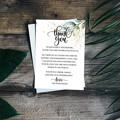 Wedding Thank You Place Setting Cards, Greenery Wedding Reception Thank You Cards, Table Centerpieces And Wedding Decorations, Wedding, Bridal, Engagement, Anniversary, 4x6 Inch, Pack Of 50 3 Wedding Thank You Place Setting Cards, Greenery Wedding Reception Thank You Cards, Table Centerpieces And Wedding Decorations, Wedding, Bridal, Engagement, Anniversary, 4x6 Inch, Pack Of 50 - Image 3