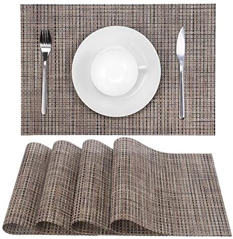 Placemats Set Of 4 Washable Heat-Resistant Non Slip Braided Table Mats Woven PVC Vinyl Kitchen Dining Patio Table Place Mats For Dinner Parties BBQs Indoor And Ourdoor Use.18"x12"(Bamboo-Beige) 9 Placemats Set Of 4 Washable Heat-Resistant Non Slip Braided Table Mats Woven PVC Vinyl Kitchen Dining Patio Table Place Mats For Dinner Parties BBQs Indoor And Ourdoor Use.18"x12"(Bamboo-Beige) - Image 9