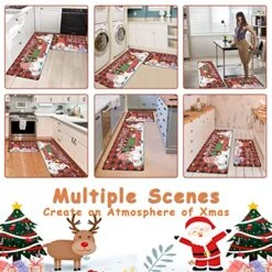 HEBE Christmas Kitchen Rugs Set Of 2 Non Slip Cushioned Anti Fatigue Kitchen Floor Mat With Runner Waterproof Red Buffalo Plaid Floor Carpet Farmhouse Kitchen Mats For Holiday Winter Decoration -Generic Furniture Shop 61oW4a6C7kL