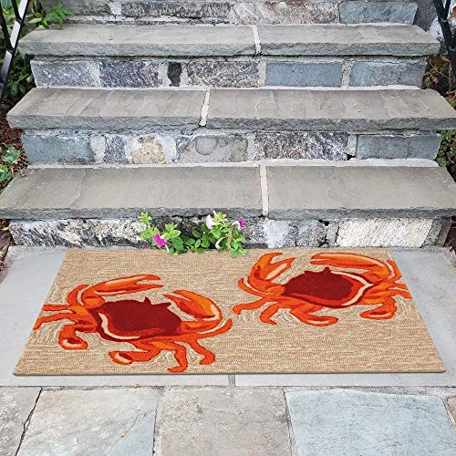 Liora Manne Frontporch Indoor Outdoor Rug - Novelty Design, Hand Hooked, Weather Resistant, UV Stabilized, Foyers, Porches, Patios & Decks, Crabs Natural, 1'8" X 2' 6" 2 Liora Manne Frontporch Indoor Outdoor Rug - Novelty Design, Hand Hooked, Weather Resistant, UV Stabilized, Foyers, Porches, Patios & Decks, Crabs Natural, 1'8" X 2' 6" - Image 2