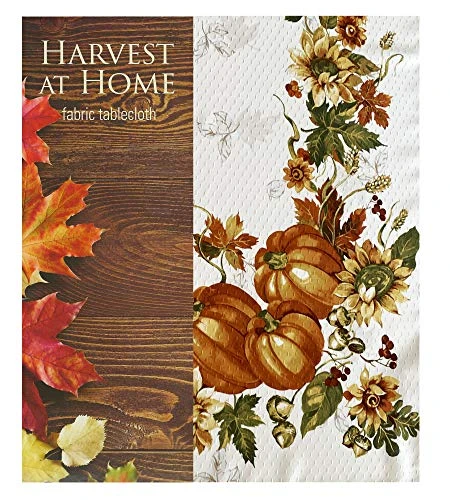 Stockbridge Pumpkin Harvest Bordered Thanksgiving, Autumn Fall Leaf, Sunflower And Acorn Border Print Easy Care Fabric Tablecloth, 60 Inch X 84 Inch Oblong/Rectangle 1 Stockbridge Pumpkin Harvest Bordered Thanksgiving, Autumn Fall Leaf, Sunflower And Acorn Border Print Easy Care Fabric Tablecloth, 60 Inch X 84 Inch Oblong/Rectangle