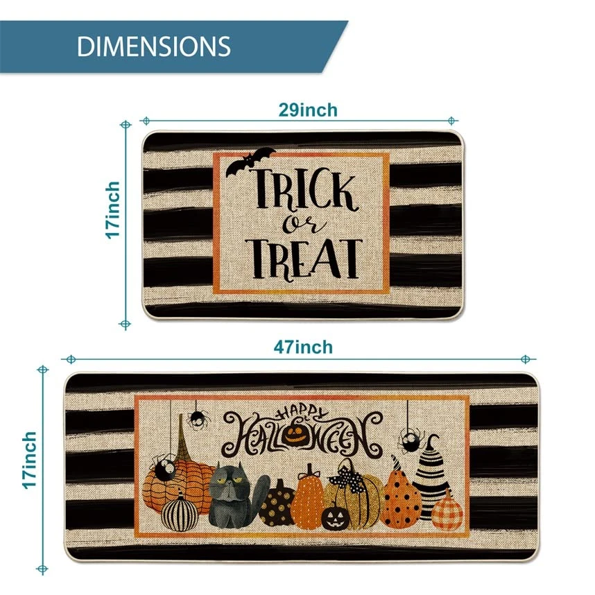 Artoid Mode Trick Or Treat Happy Halloween Decorative Kitchen Mats Set Of 2, Spooky Boo Holiday Party Low-Profile Floor Mat For Home Kitchen - 17x29 And 17x47 Inch 3 Artoid Mode Trick Or Treat Happy Halloween Decorative Kitchen Mats Set Of 2, Spooky Boo Holiday Party Low-Profile Floor Mat For Home Kitchen - 17x29 And 17x47 Inch - Image 3