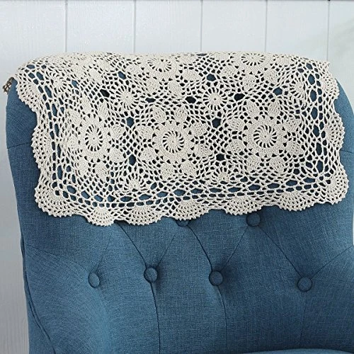 Gracebuy 16x23 Inch Rectangle Beige Handmade Cotton Crochet Lace Placemat Doilies 7 Gracebuy 16x23 Inch Rectangle Beige Handmade Cotton Crochet Lace Placemat Doilies - Image 7