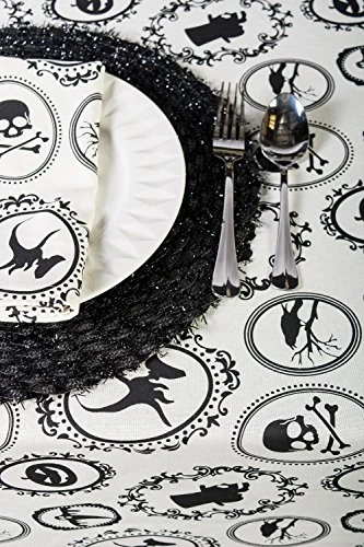 Halloween Party Tabletop Decor, Reusable & Machine Washable Cotton Fabric, Tablecloth, 70" Round, Spooky Portraits 5 Halloween Party Tabletop Decor, Reusable & Machine Washable Cotton Fabric, Tablecloth, 70" Round, Spooky Portraits - Image 5