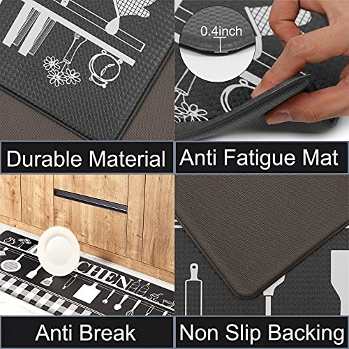 Anti Fatigue Kitchen Rugs Mats Set Of 2 Non Slip Waterproof Cushioned Comfort Floor Mats Runner Rugs Standing Mats For Kitchen Office Laundry Room 17"x27"+17"x47" 4 Anti Fatigue Kitchen Rugs Mats Set Of 2 Non Slip Waterproof Cushioned Comfort Floor Mats Runner Rugs Standing Mats For Kitchen Office Laundry Room 17"x27"+17"x47" - Image 4