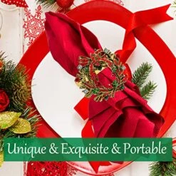 Set Of 8 Christmas Wreath Napkin Rings Set- Diamond Wreath Xmas Napkin Ring Holders For Cloth Napkins, Christmas Holiday Party Dinner Table Decoration -Generic Furniture Shop 61tuUQMxfPL