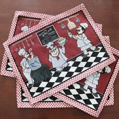 Cotton Linen Chef Placemats For Dining Table Set Of 4 Red Washable Table Mats 13x19 Inch Rectangle -Generic Furniture Shop 61vHTw6CWWL