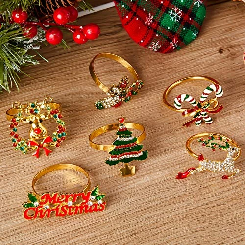 Christmas Napkin Rings Holders For Christmas Dinners Parties, Wedding Adornment, Table Decoration Accessories Dding Adornment, Table Decoration Accessories (Merry Christmas Set, 6) 6 Christmas Napkin Rings Holders For Christmas Dinners Parties, Wedding Adornment, Table Decoration Accessories Dding Adornment, Table Decoration Accessories (Merry Christmas Set, 6) - Image 6