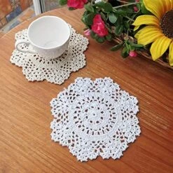 14 Pcs Cotton Crochet Doilies 4-11.5" Handmade White Beige Placemats (Beige 5pc+White 5pc+other 4pc) -Generic Furniture Shop 61wT4lMoycL