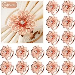24 Pcs Napkin Rings Alloy Napkin Rings Hollow Out Flower Ring Napkin Holder Adornment Exquisite Household Floral Rhinestone Napkin Rings Set For Christmas Wedding Party Table Decor (Gold) -Generic Furniture Shop 61wTPXtCPpL. AC