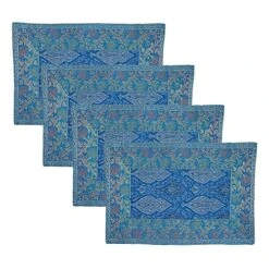 T Of 4 Indian Silk Table Mats For Dining Tables.Heat Resistant For Kitchen Table Party Decorations Farmhouse Wedding Party,Washable Durable Kitchen Table Placemats Room Deco