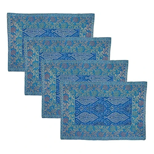 T Of 4 Indian Silk Table Mats For Dining Tables.Heat Resistant For Kitchen Table Party Decorations Farmhouse Wedding Party,Washable Durable Kitchen Table Placemats Room Deco 1 T Of 4 Indian Silk Table Mats For Dining Tables.Heat Resistant For Kitchen Table Party Decorations Farmhouse Wedding Party,Washable Durable Kitchen Table Placemats Room Deco