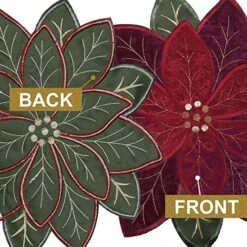 Christmas Placemats Set Of 4, Poinsettia Table Mats With Embroidered And Applique Velvet Fabric, 16 Inch X 16 Inch Diecut Placemat For XMAS Holiday Tabletop, Round Doilies For Dining Table, Red -Generic Furniture Shop 61xR8qwMGvL
