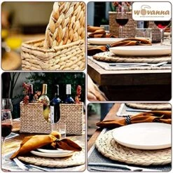 Woven Placemats For Dining Table - Set Of 6 Adorable Thick Rustic Round Kitchen Placemats With Decorative Tall Holder – All Natural Wicker Tablemats Hand-Braided From Water Hyacinth, 13.5 Inch -Generic Furniture Shop 61ycrbxFfML