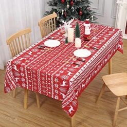 Christmas Round Tablecloth 60 Inch, Xmas Tree And Deer Design Table Cloth Waterproof Holiday Decorative Boho Table Cover For Outdoor, Indoor Party Kitchen Dining Room, White -Generic Furniture Shop 61ygPWIITGL. AC